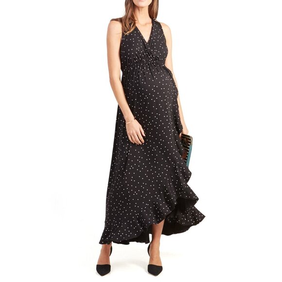 Ingrid & Isabel Dresses & Skirts - Ingrid + Isabel Racerback Ruffle Skirt Dress Black Polka Dot Print Size Small